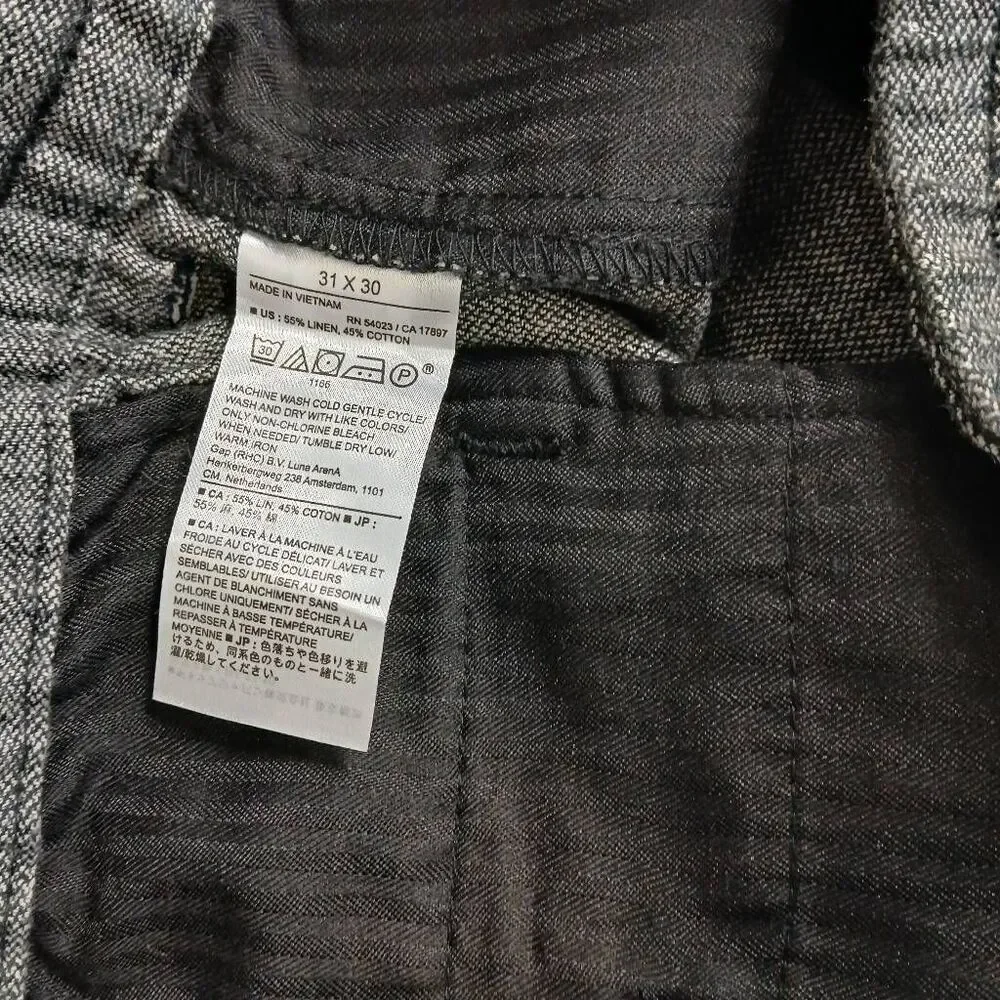 Banana republic womens 30/30 linen cotton pants gray draw string casual